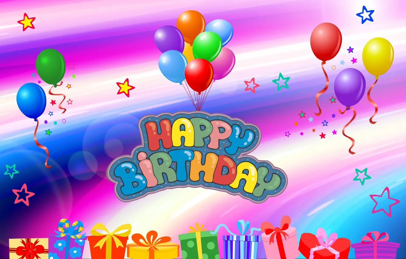 Фото обои воздушные шары, открытка, birthday, День рождения