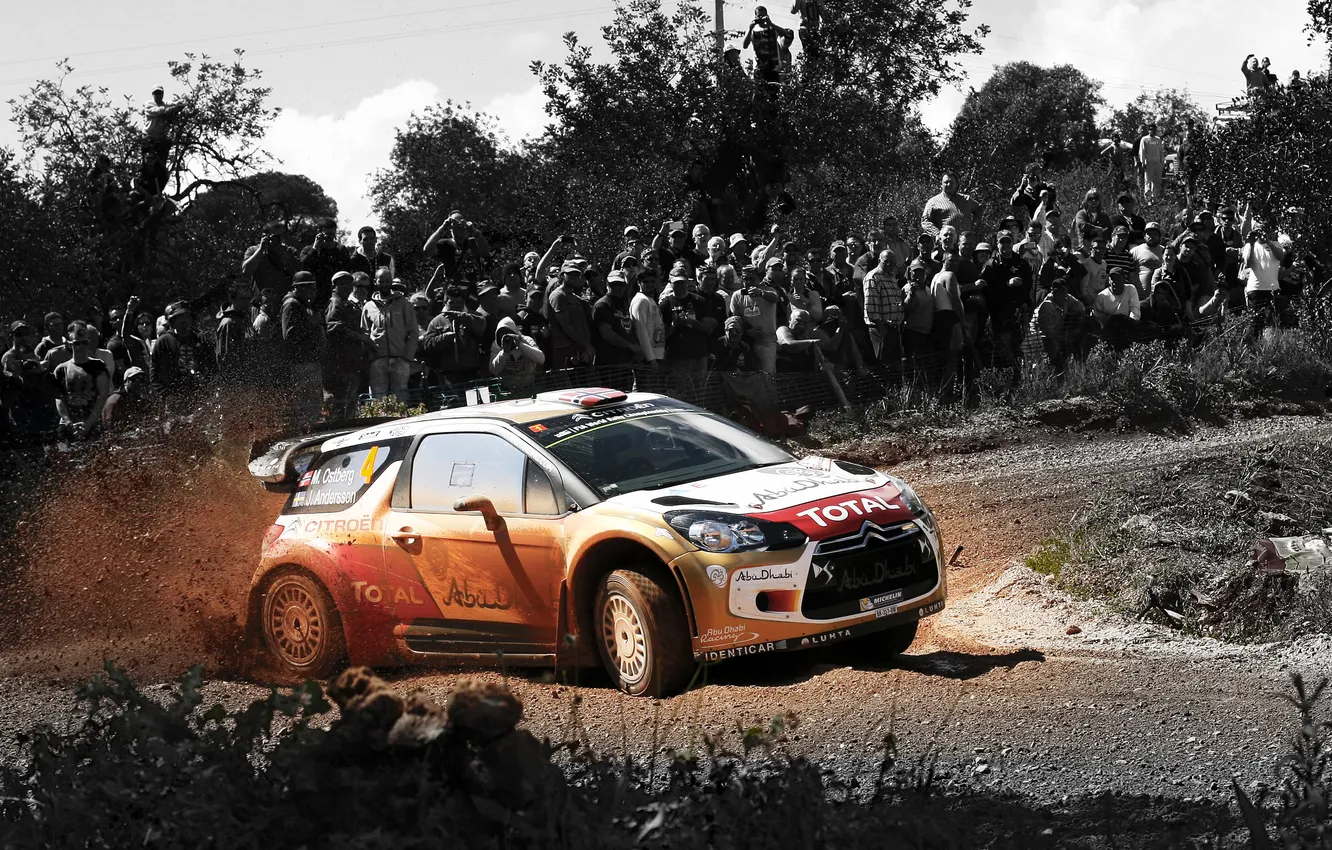 Фото обои машина, спорт, человек, поворот, грязь, Занос, Citroen, автомобиль