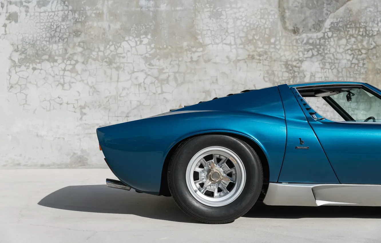 Фото обои крупный план, Lamborghini, колесо, ламбо, 1970, Miura, Lamborghini Miura P400 S