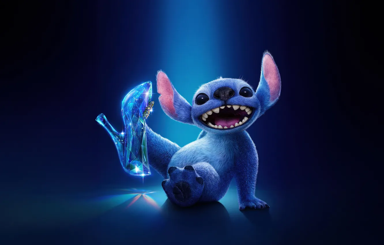 Фото обои Золушка, Cinderella, Лило и Стич, Lilo & Stitch, Blue background, Animation movies, Disney movies