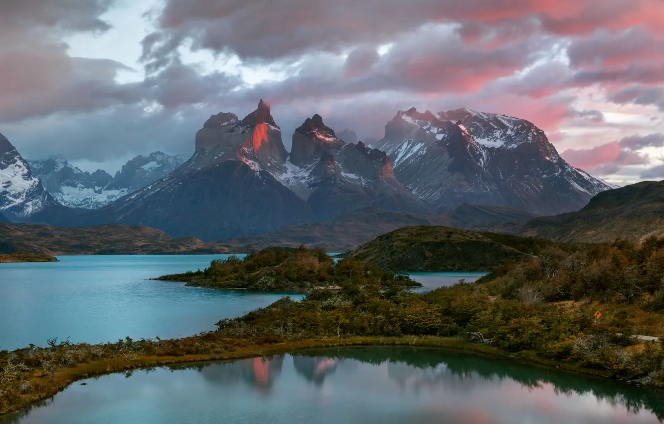 Фото обои река, весна, вечер, Апрель, Чили, Южная Америка, Патагония, горы Анды