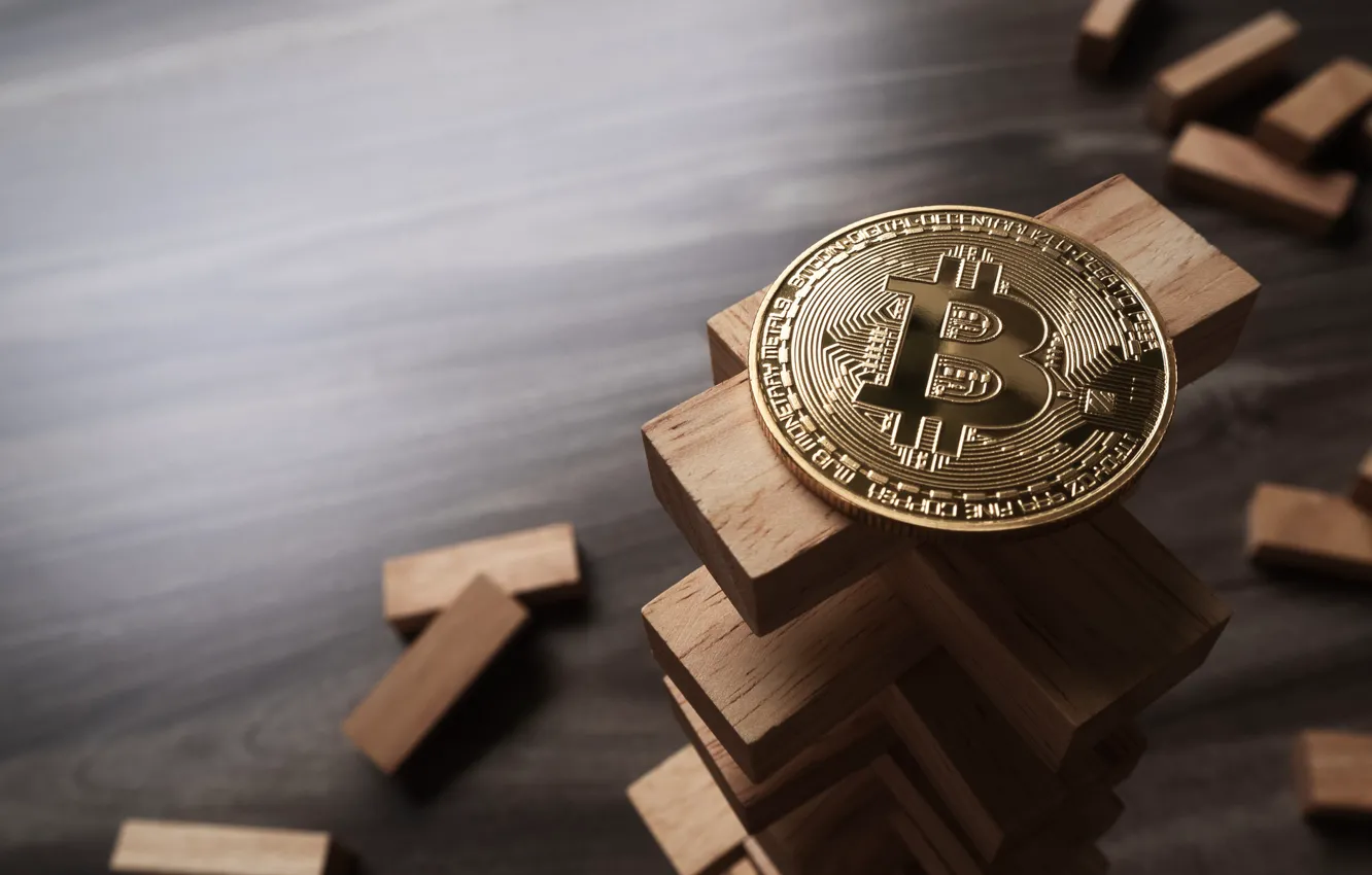Фото обои gold, wood, bitcoin