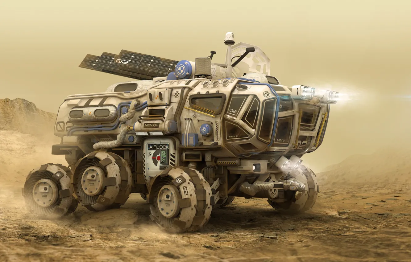 Фото обои транспорт, Igor Sobolevsky, Mars Exploration Vehicle, MEV 02, mars backplate