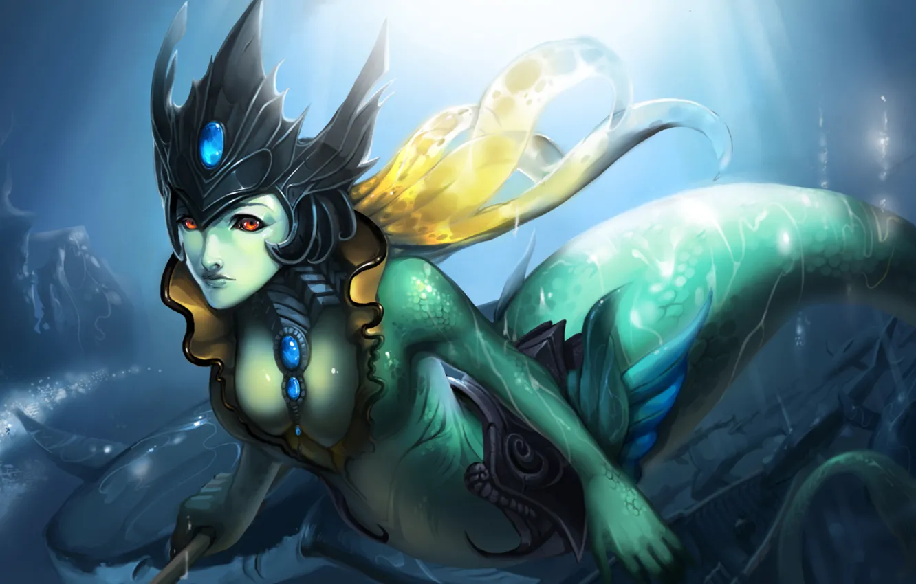 Фото обои море, хвост, nami, lol, League of Legends, Tidecaller