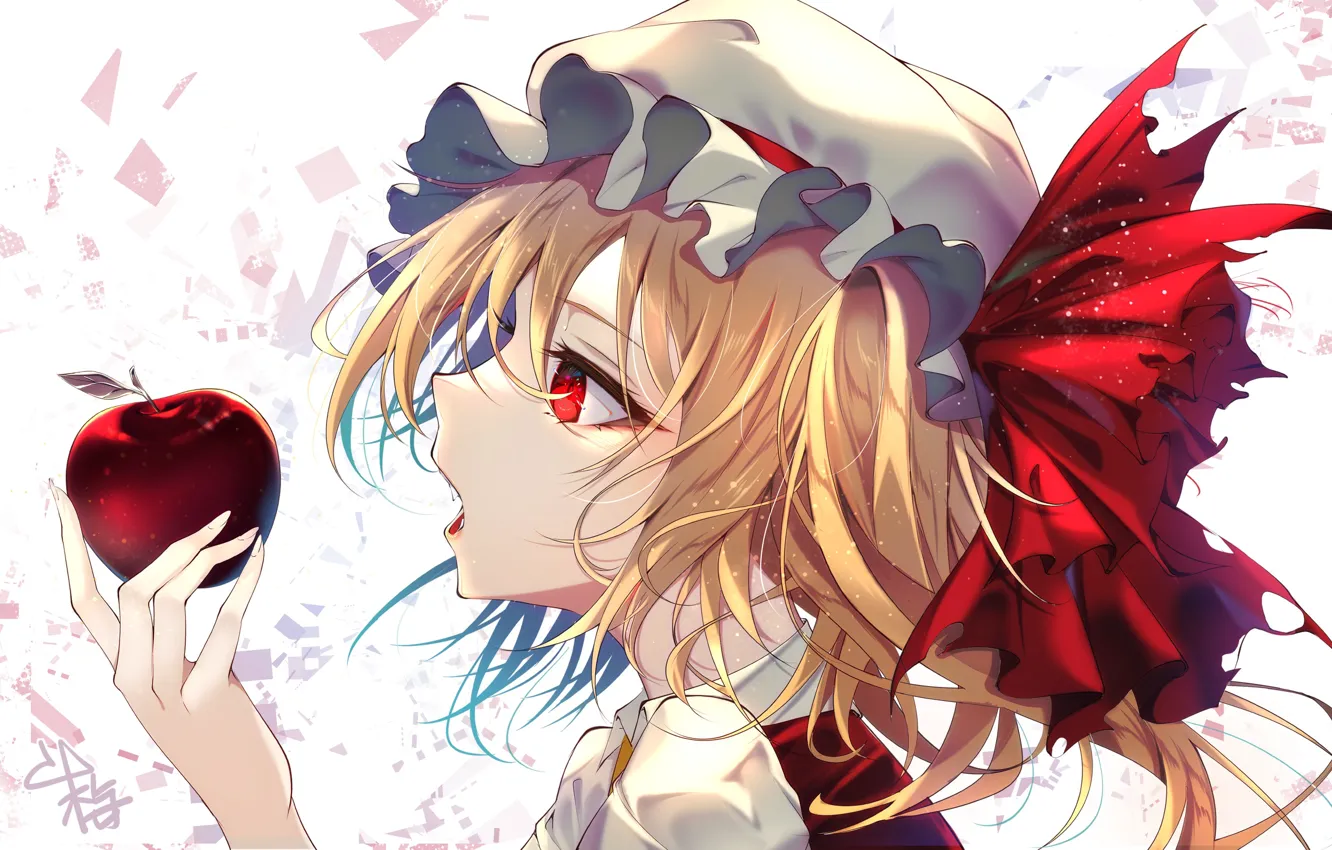 Фото обои девушка, яблоки, Touhou Project, Flandre Scarlet