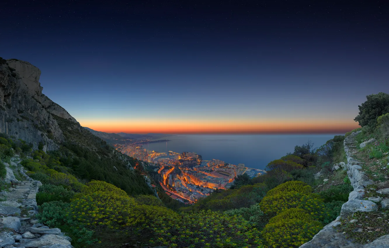 Фото обои океан, побережье, панорама, Monaco