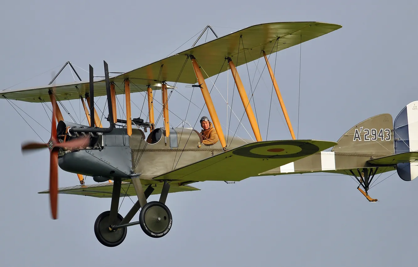 Фото обои полёт, лётчик, биплан, Royal Aircraft Factory B.E.2e