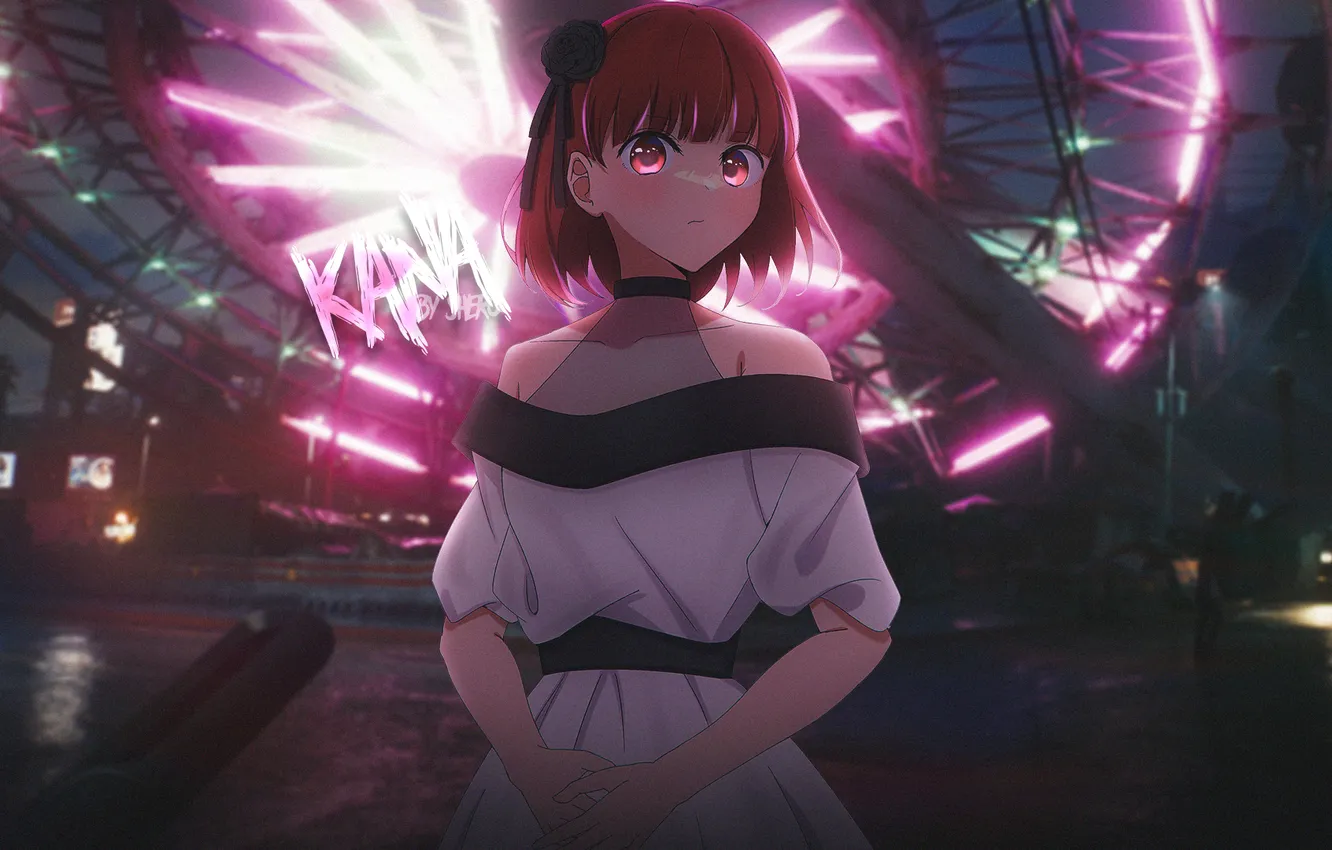 Фото обои Japan, red, street, anime girls, kana arima, Oshi no Ko