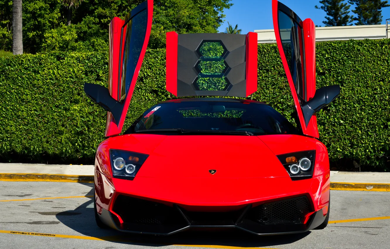 Фото обои машина, Lamborghini, суперкар, красная, Murcielago, LP670-4 SV