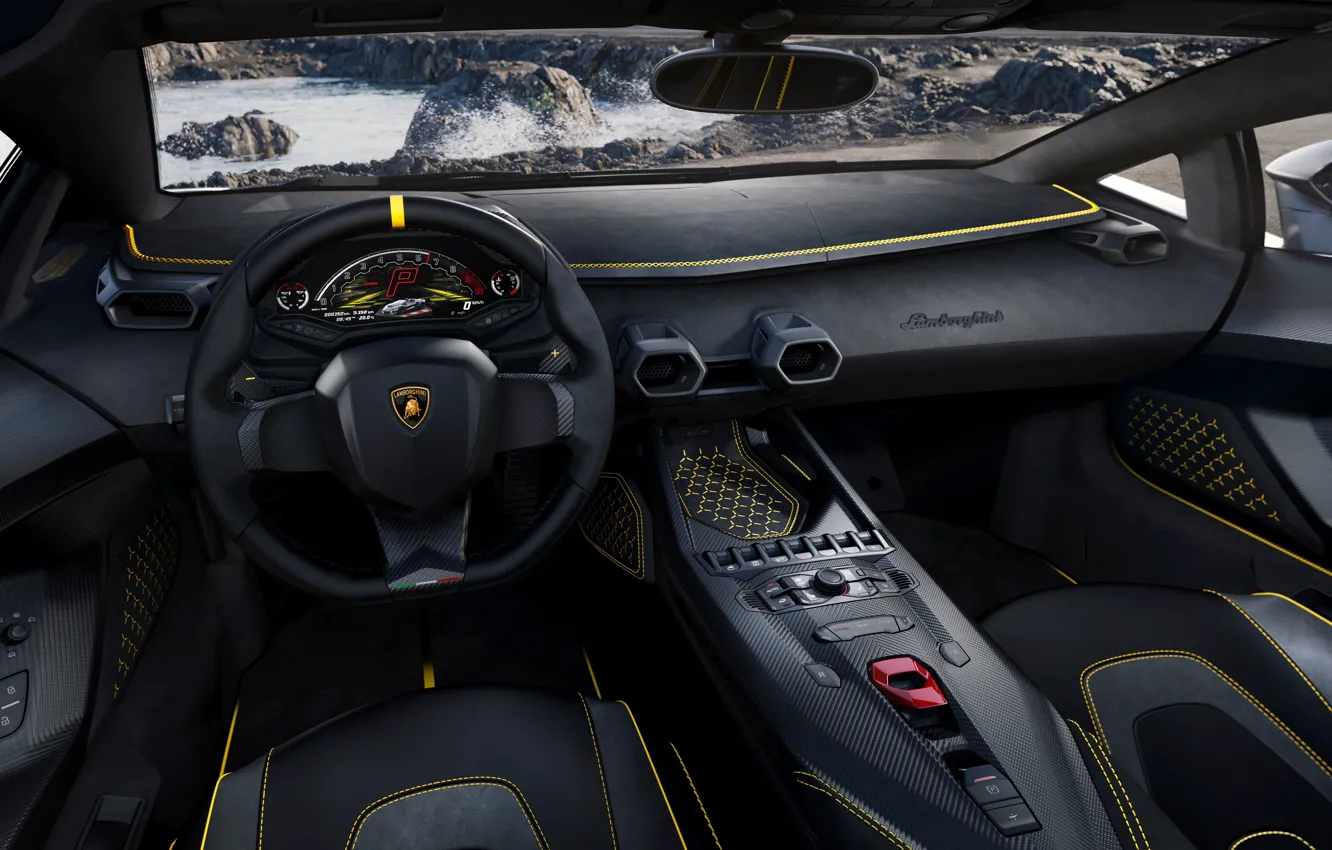 Фото обои Lamborghini, торпедо, салон автомобиля, Lamborghini Autentica