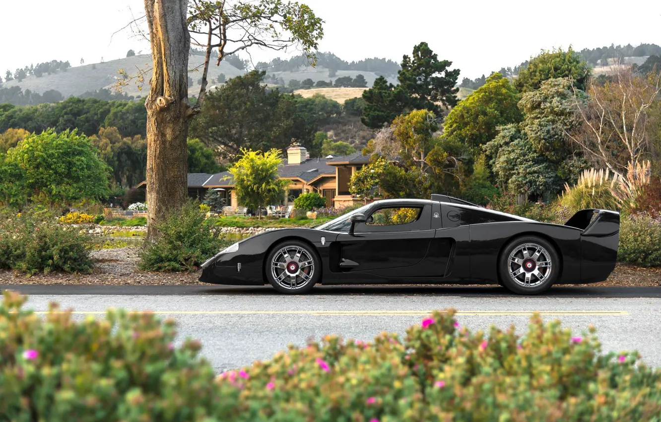 Фото обои чёрный, Maserati, сад, суперкар, black, MC12