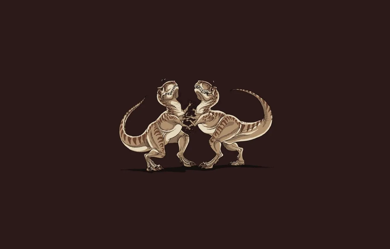 Фото обои юмор, драка, тиранозавр