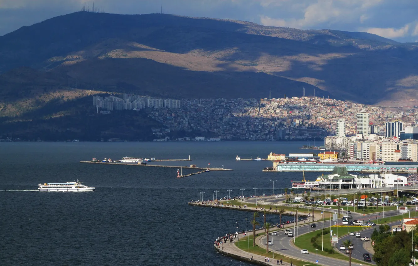Фото обои city, Turkey, ship, Izmir, Konak