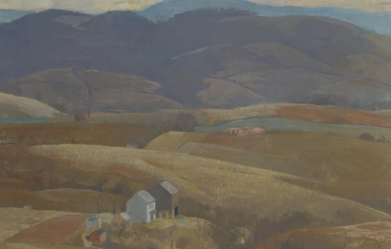 Фото обои пейзаж, дом, картина, Даниэль Гарбер, Одинокая ферма
