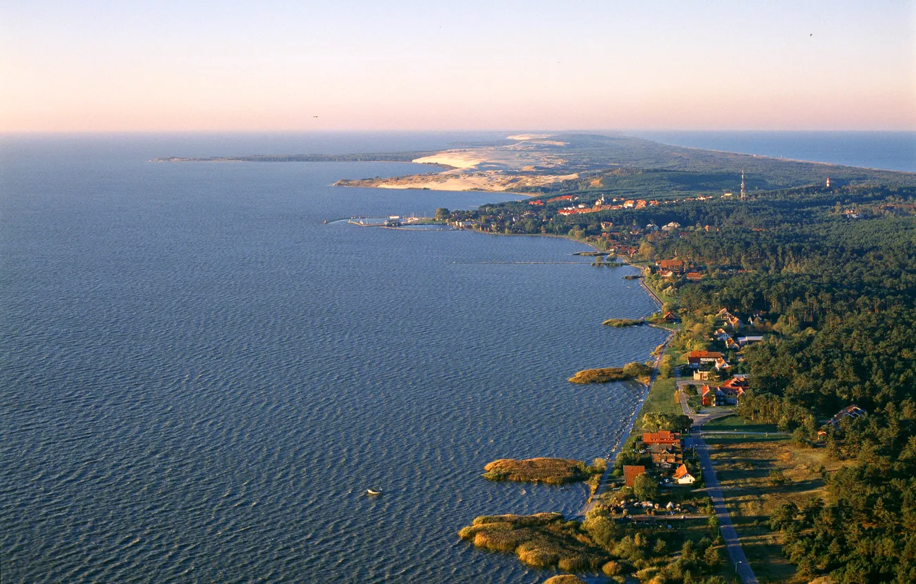 Фото обои море, побережье, горизонт, коса, Литва, Nida