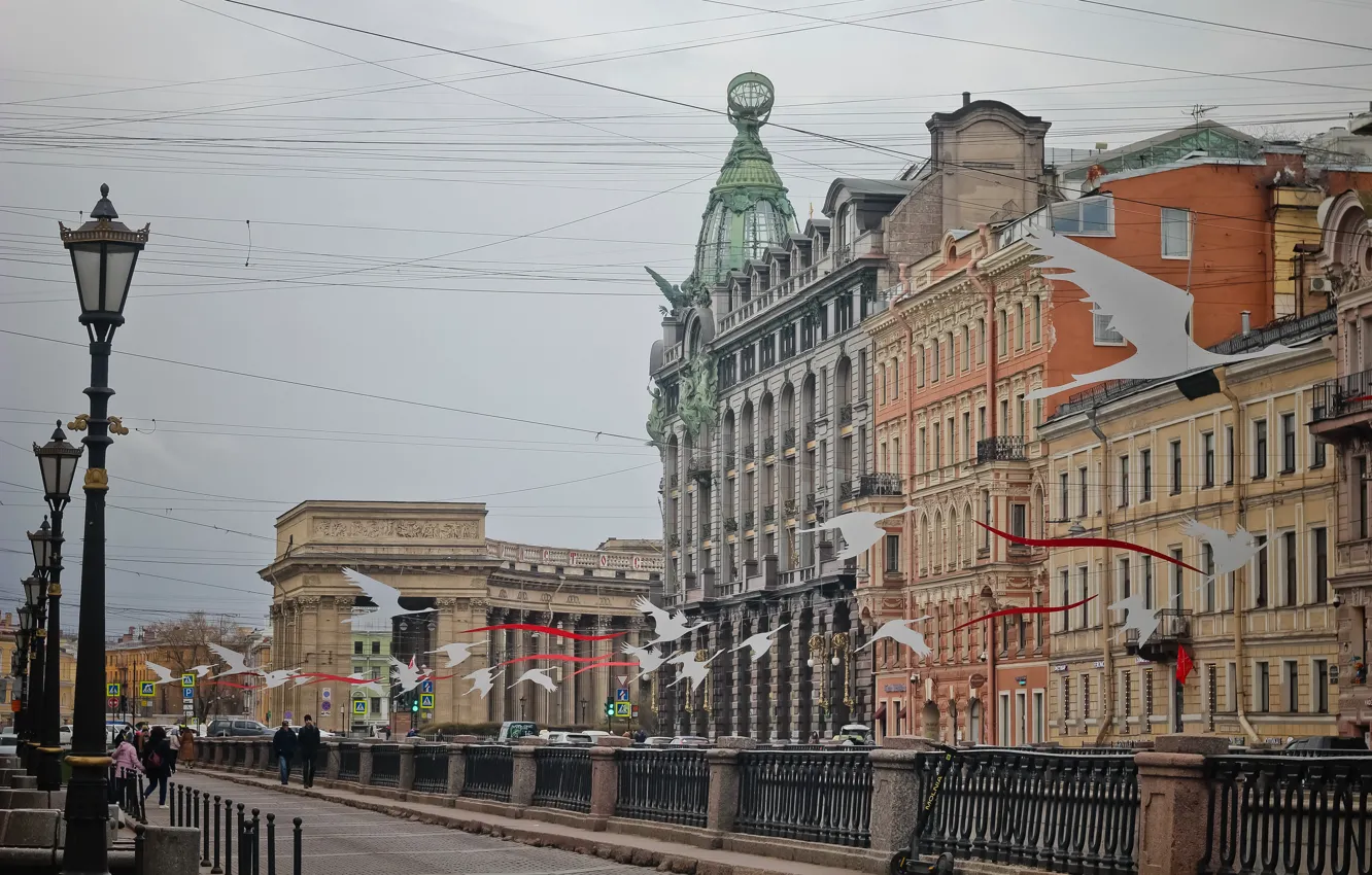 Фото обои Санкт-Петербург, Россия, Нева, Зингер