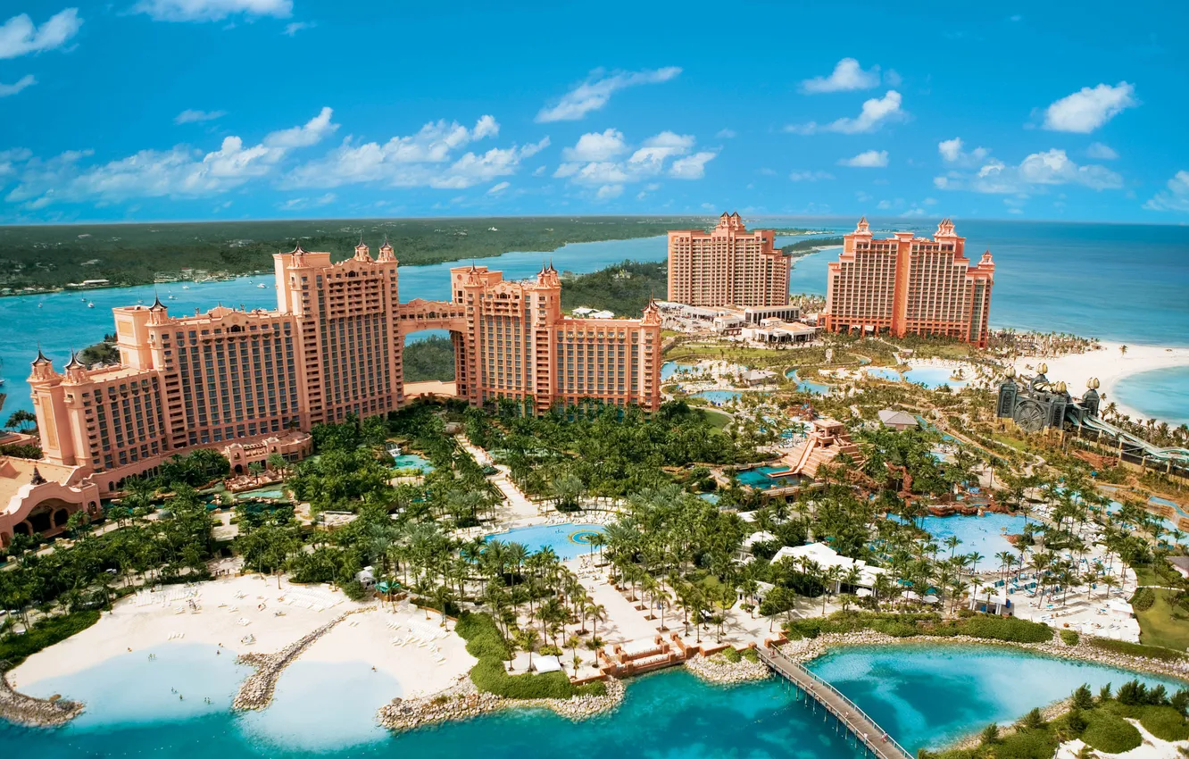Фото обои море, пляж, Atlantis, остров, отель, hotel, Bahamas