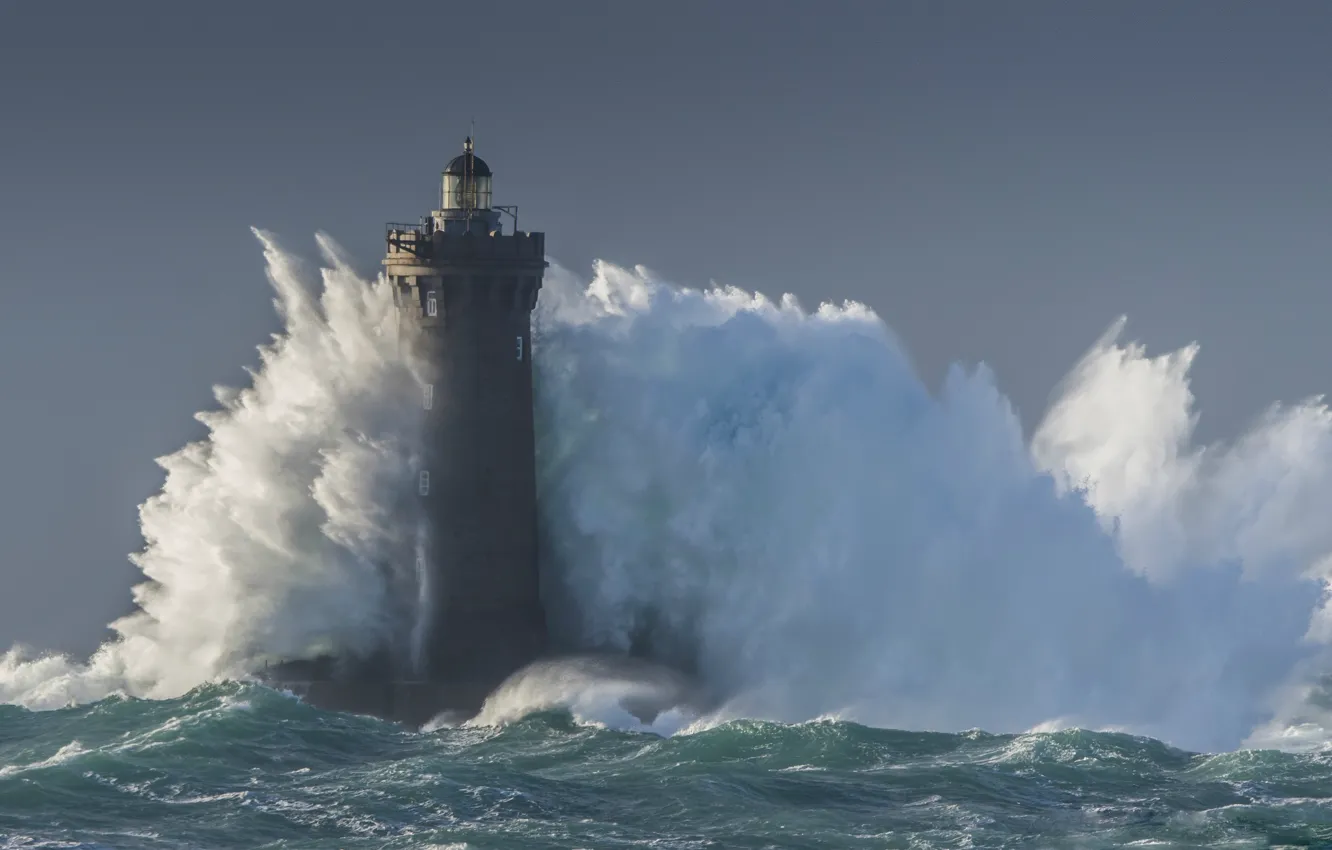 Фото обои море, шторм, волна, маяк, storm, sea, blue, wave