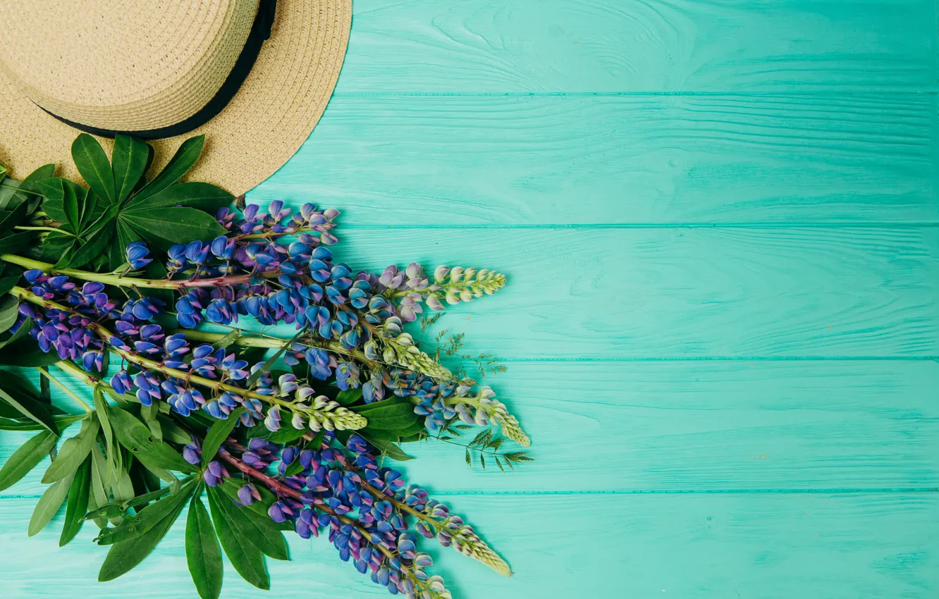 Фото обои цветы, фон, wood, flowers, purple, люпины, lupine