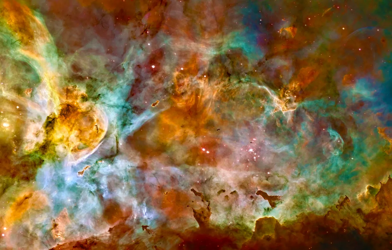 Фото обои звезды, Хаббл, краски, Туманность Киля