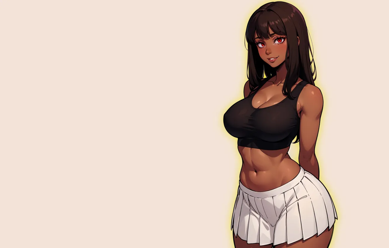 Фото обои girl, hot, sexy, boobs, anime, brown, pretty, cartoon