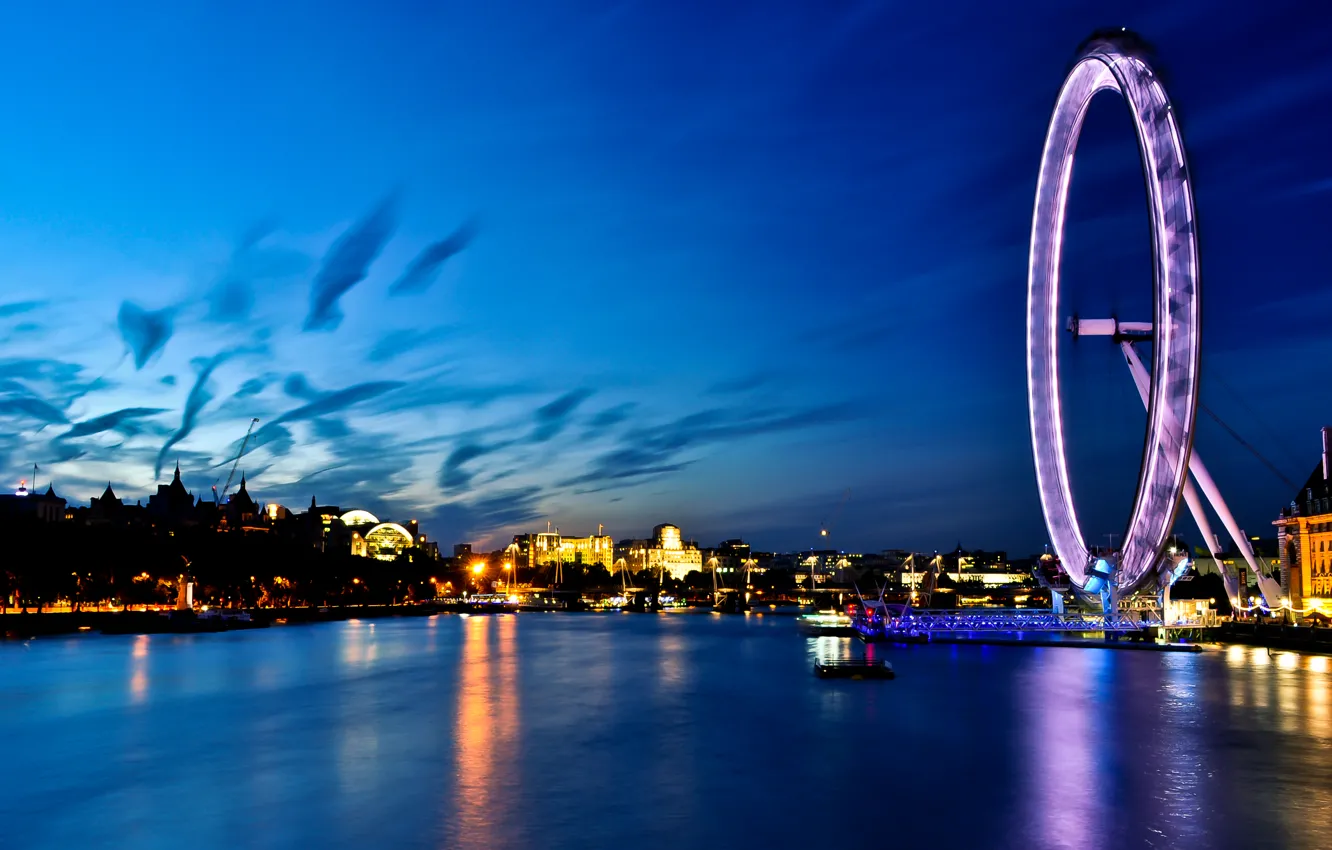 Фото обои Англия, Лондон, river, London, England, London Eye, thames