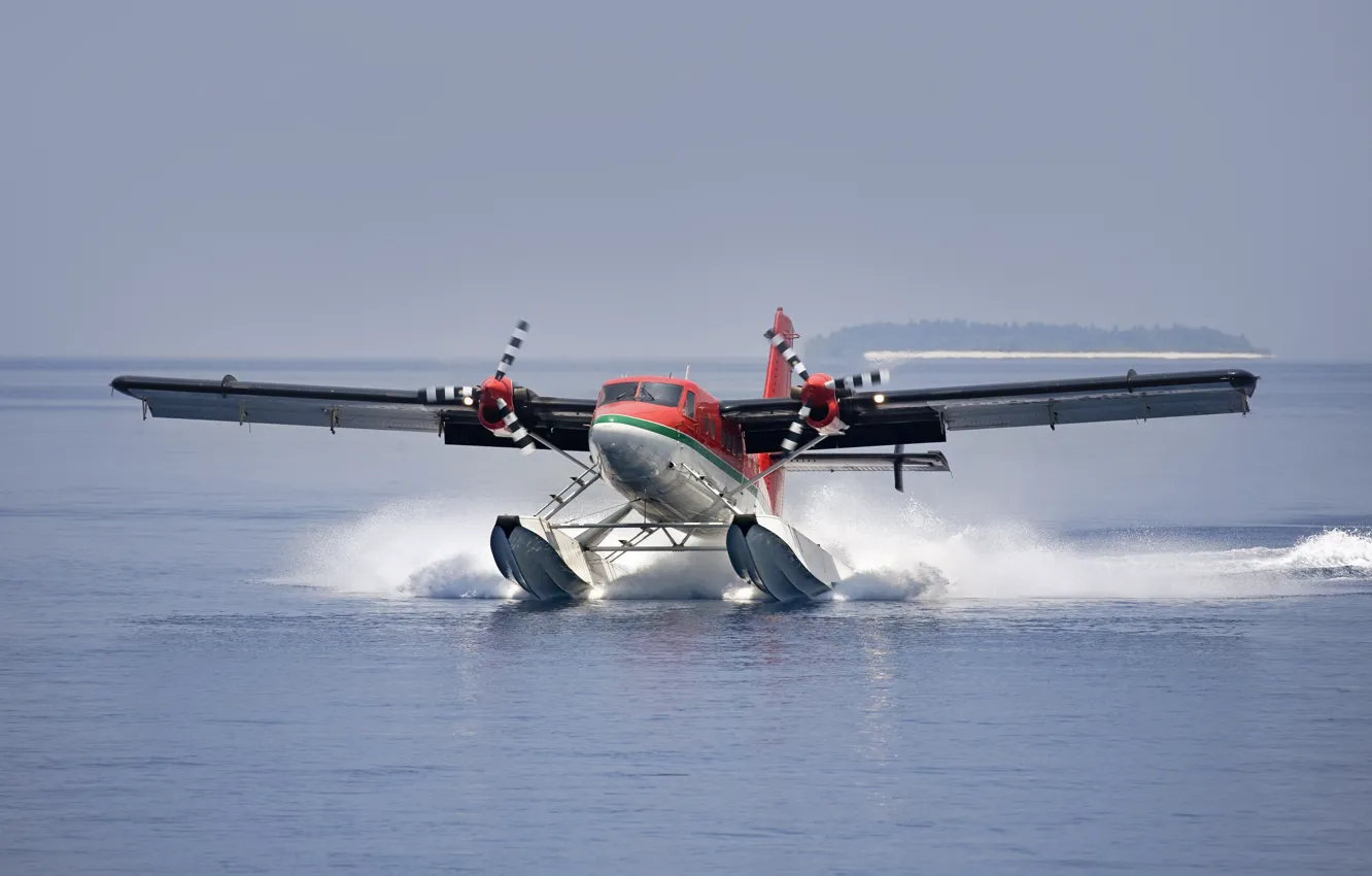 Фото обои water, hydroplane, Landing, water mirror