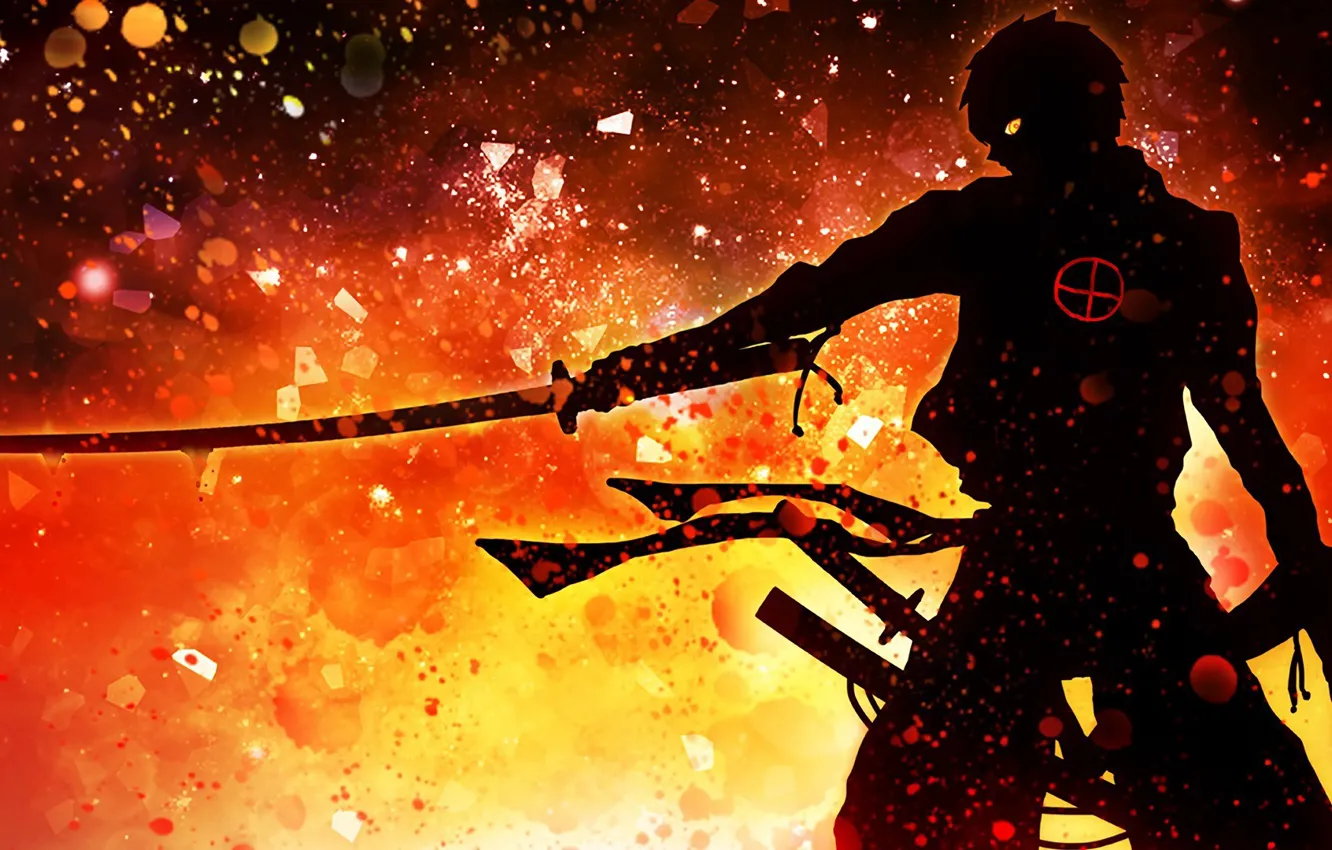 Фото обои demon, wallpaper, fire, battlefield, red, flame, sword, gun