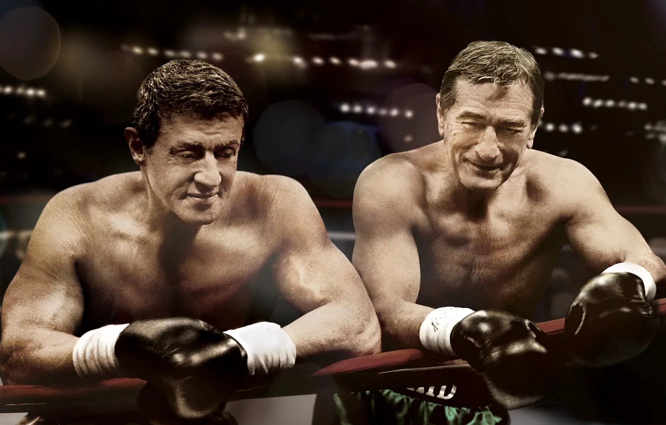 Фото обои бокс, перчатки, ринг, Сильвестр Сталлоне, Sylvester Stallone, боксеры, Robert De Niro, Забойный реванш
