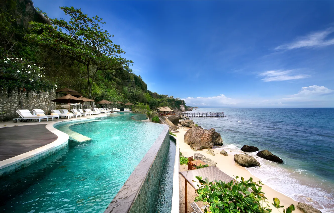 Фото обои океан, берег, бассейн, причал, Bali, Indonesia