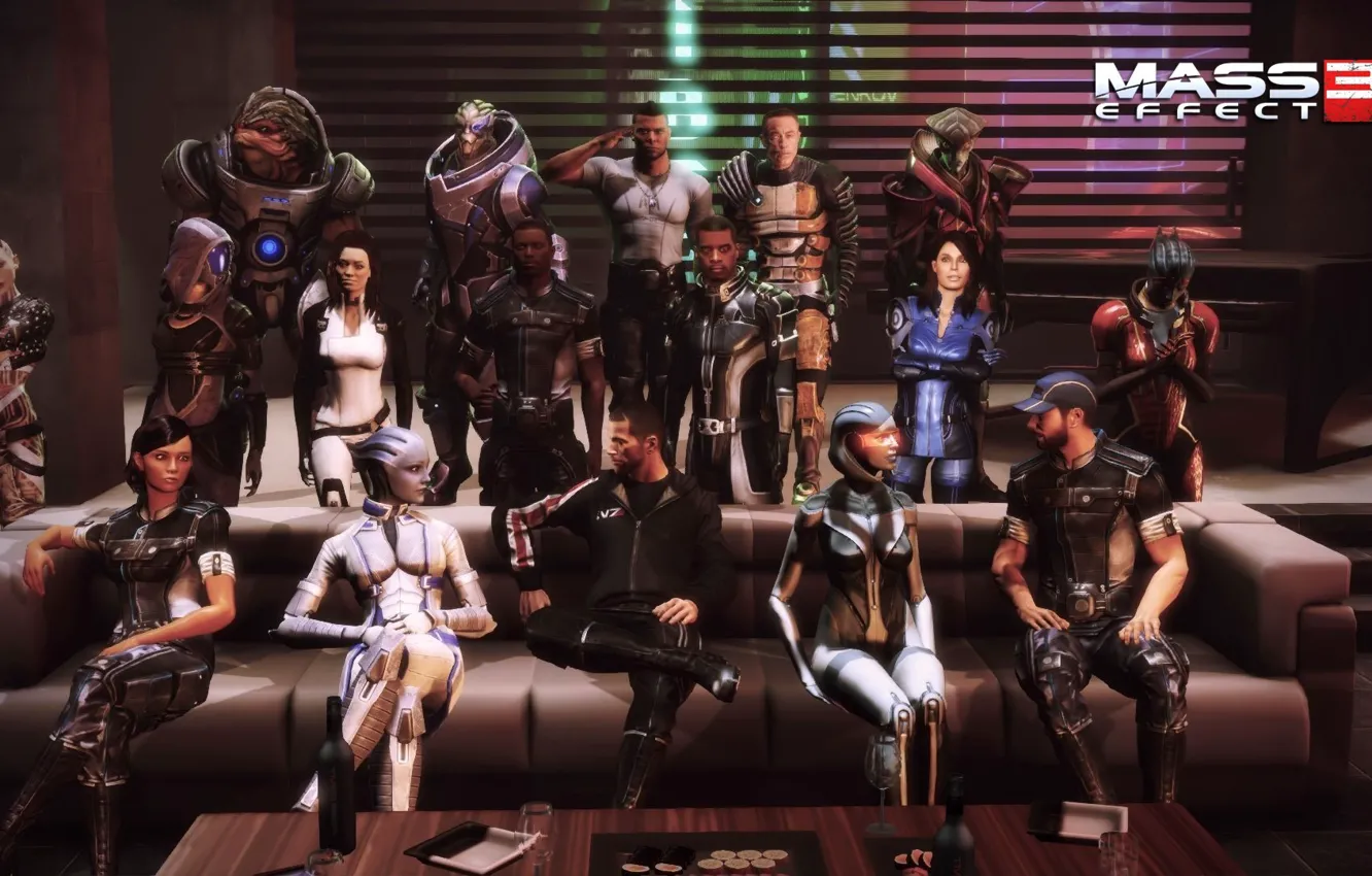 Фото обои команда, mass effect, DLS Цитадель