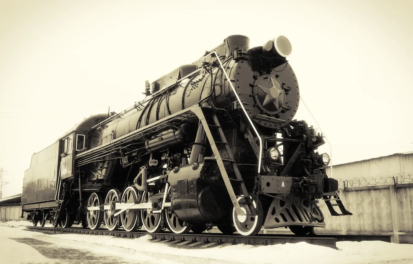 Фото обои Паровоз, памятник, локомотив