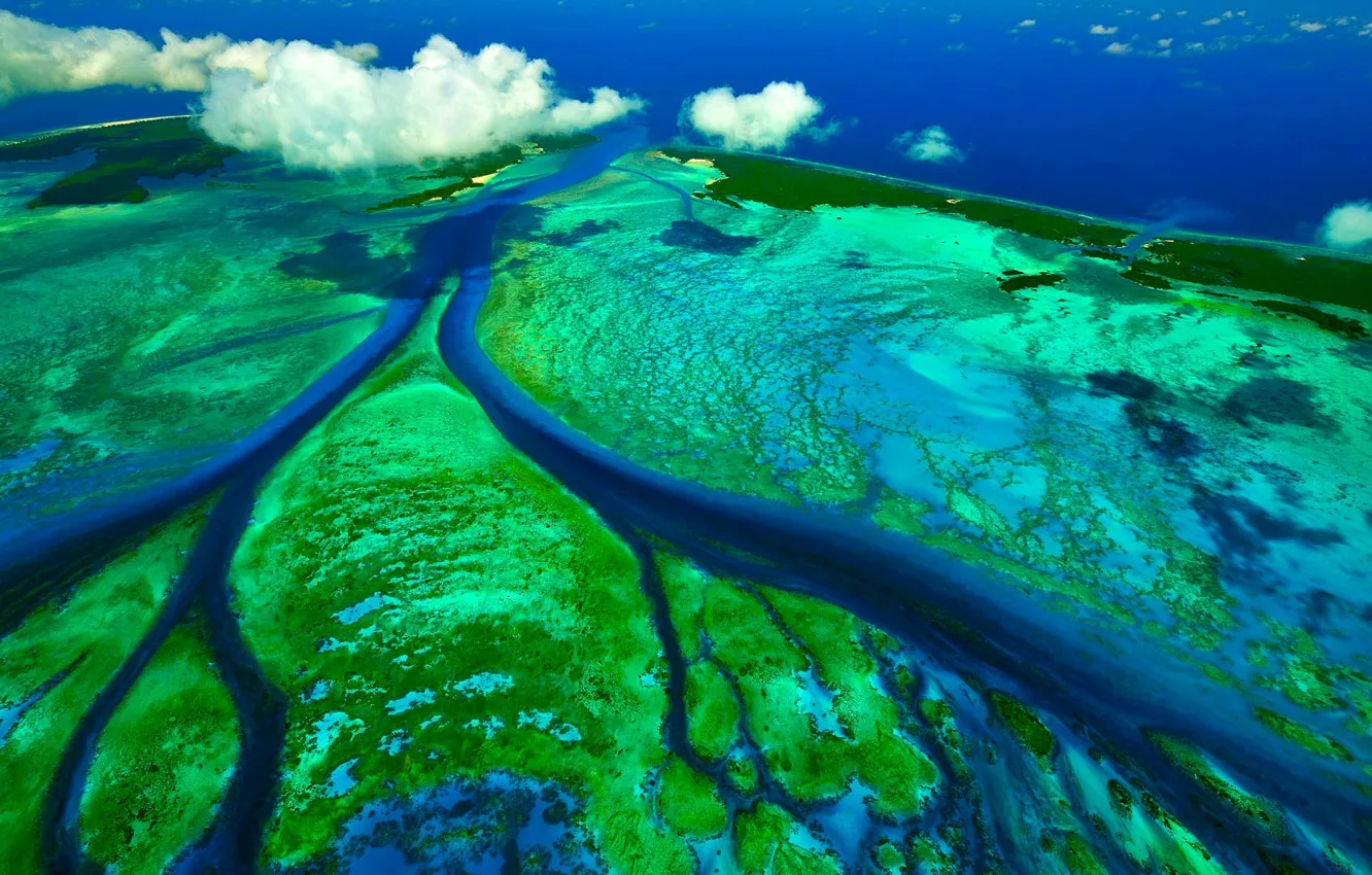 Фото обои Индийский океан, приливные каналы, Сейшельскии острова, атолл Альдабра