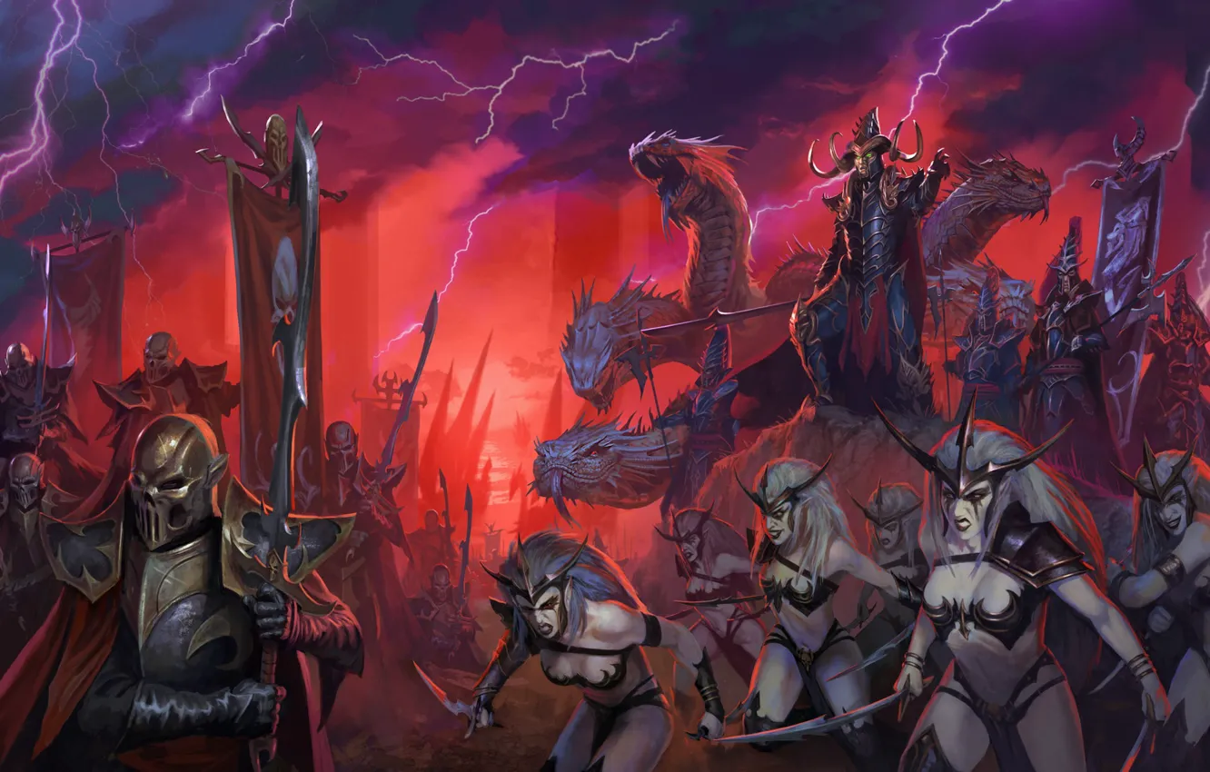 Фото обои Total war warhammer 2, Darck Elves, malekith