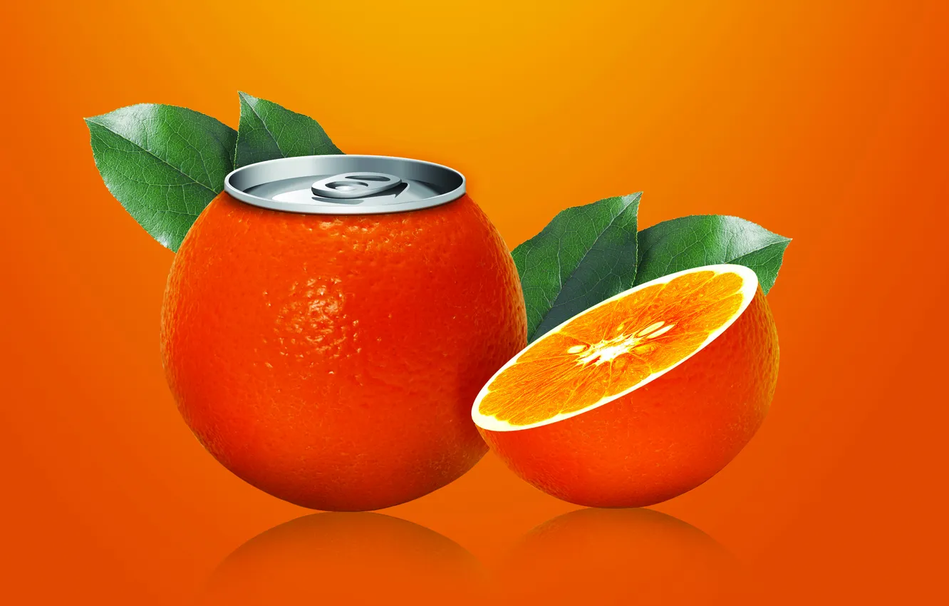 Фото обои креатив, апельсин, банка
