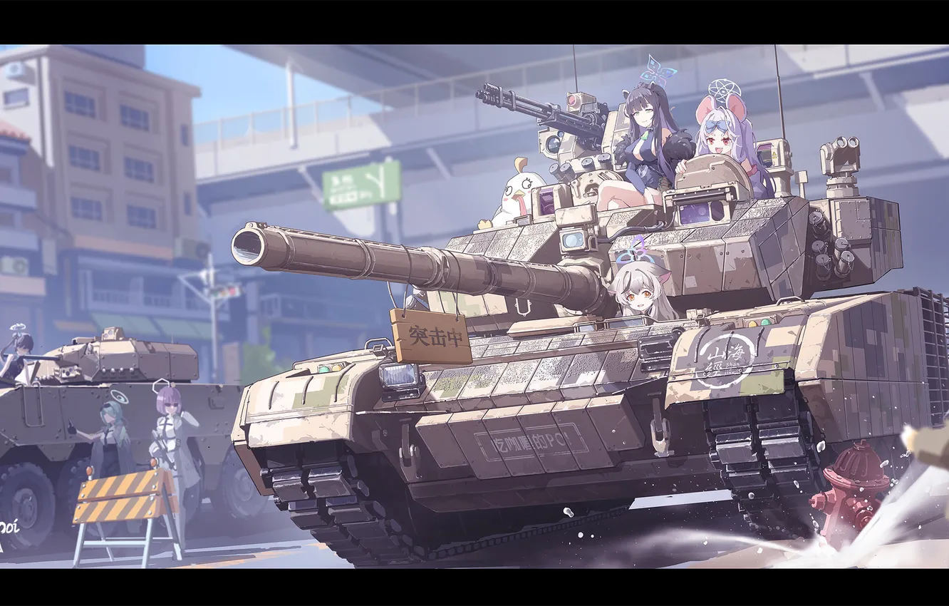 Фото обои anime, artwork, tank, anime girls, ZTZ-99, Blue Archive