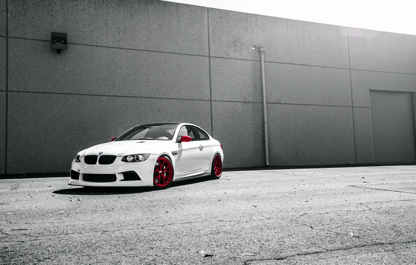 Фото обои белый, тюнинг, бмв, BMW, white, front, E92