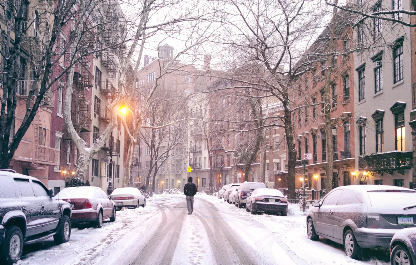 Фото обои car, USA, United States, Winter, New York, Manhattan, NYC, Snow