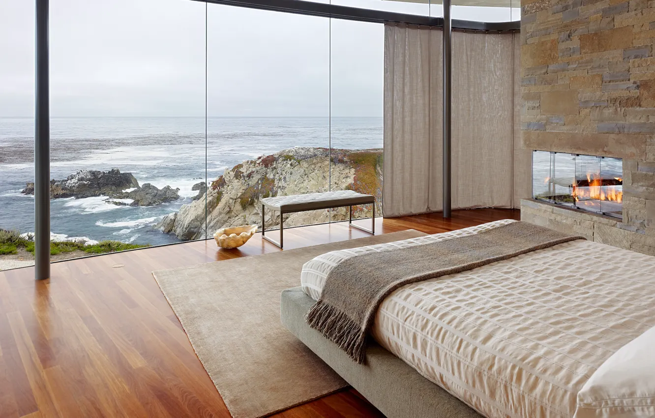 Фото обои дизайн, стиль, интерьер, спальня, California, штат Калифорния, Otter Cove Residence, by Fulcrum Structural Engineering
