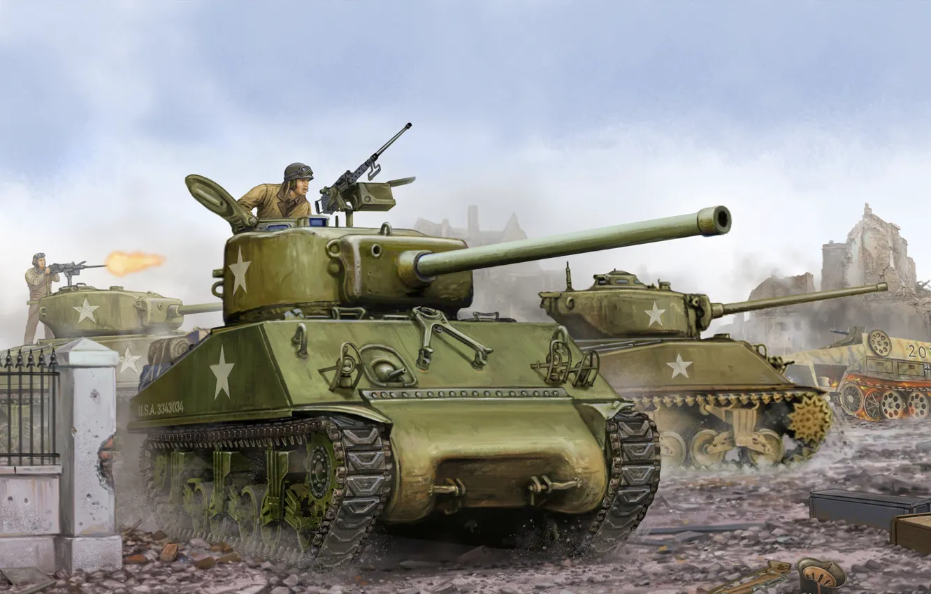 Фото обои арт, танк, сражение, game, the, американский, средний, орудие