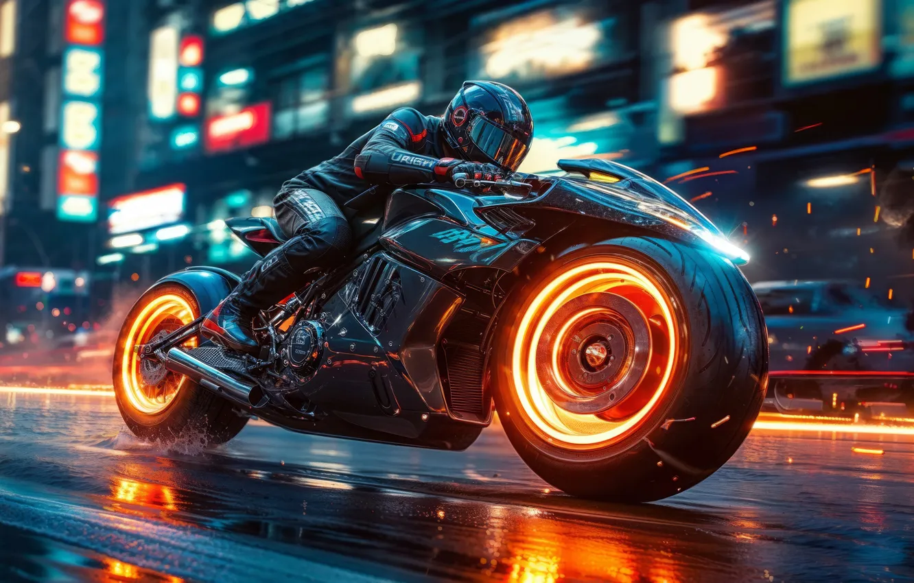 Фото обои cyberpunk, artwork, helmet, AI art