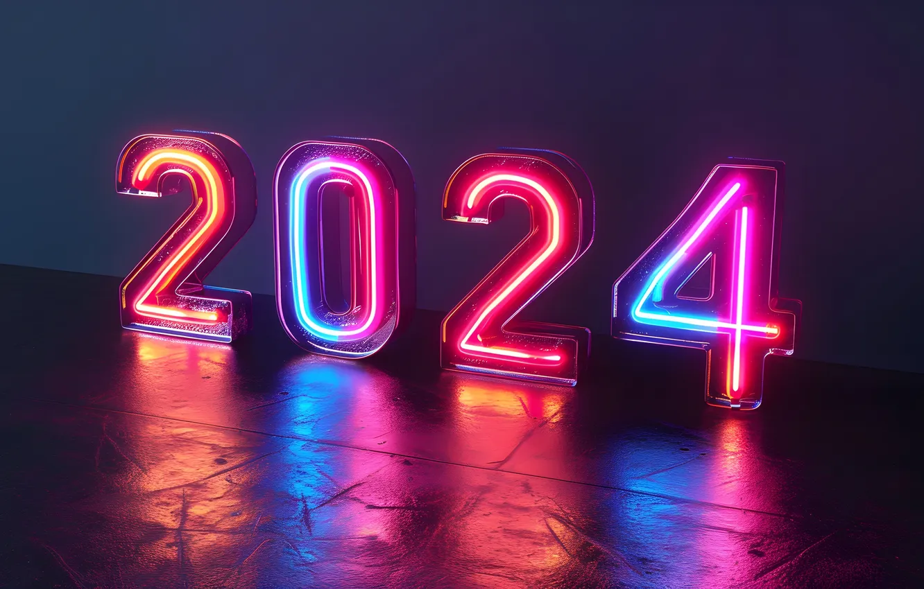 Фото обои new year, reflection, 2024, 2024 year