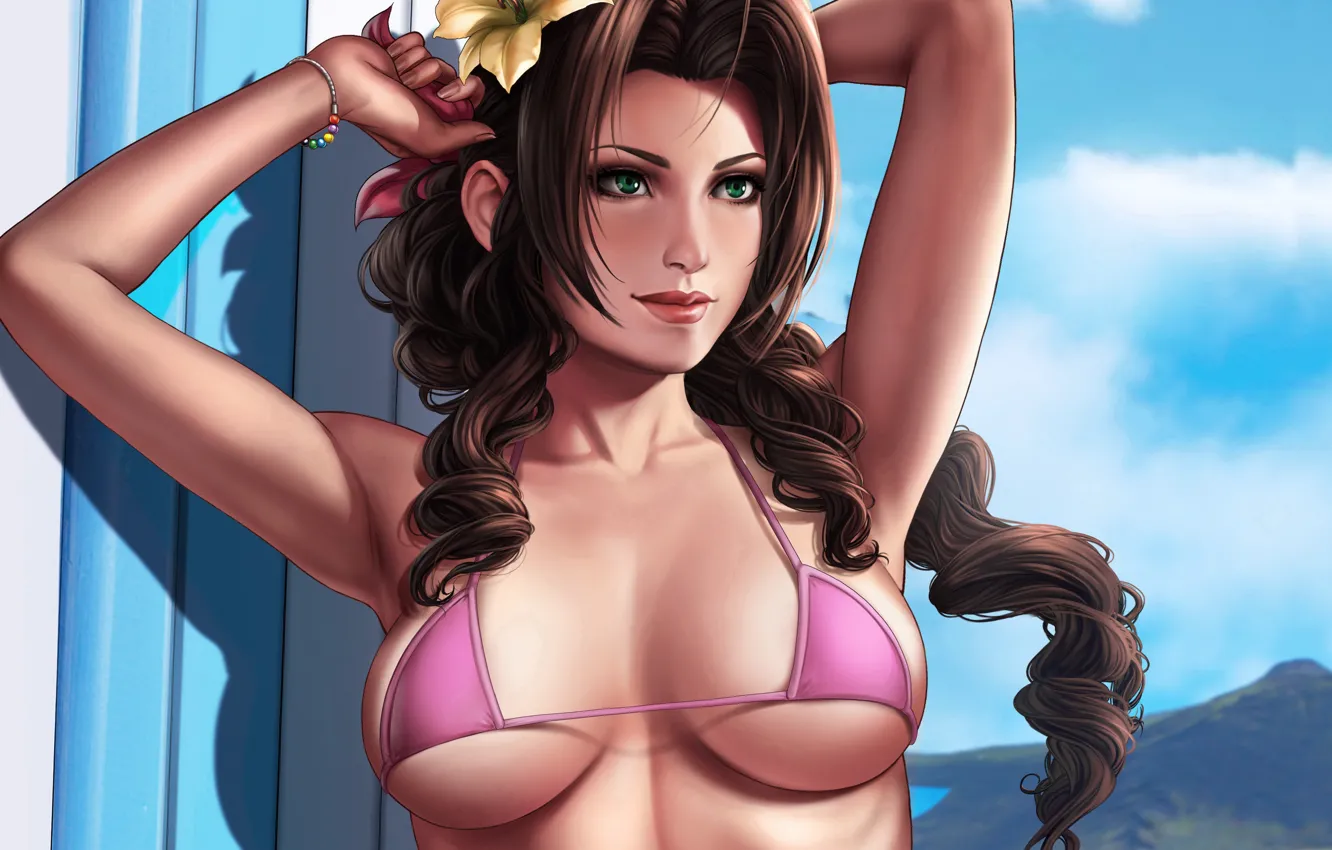 Фото обои девушка, art, Final Fantasy VII, Aerith, by Dandonfuga