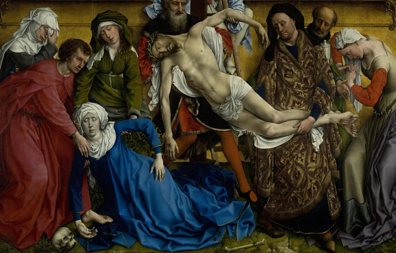 Фото обои Madrid, Снятие с креста, 1435-1438, netherlandish painter, нидерландский живописец, Rogier van der Weyden, El Descendimiento, …