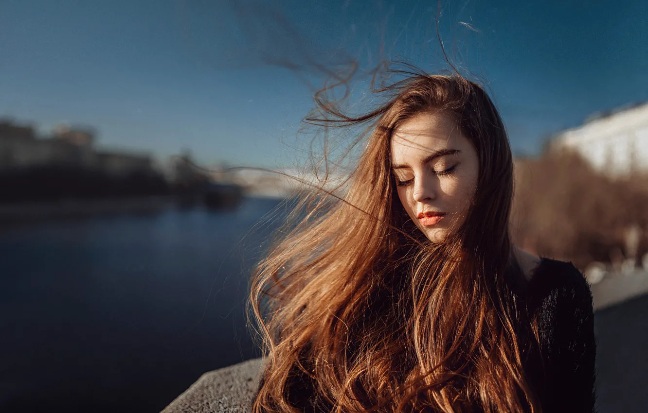 Фото обои волосы, портрет, Россия, солнечный свет, Георгий Чернядьев, Spring mood