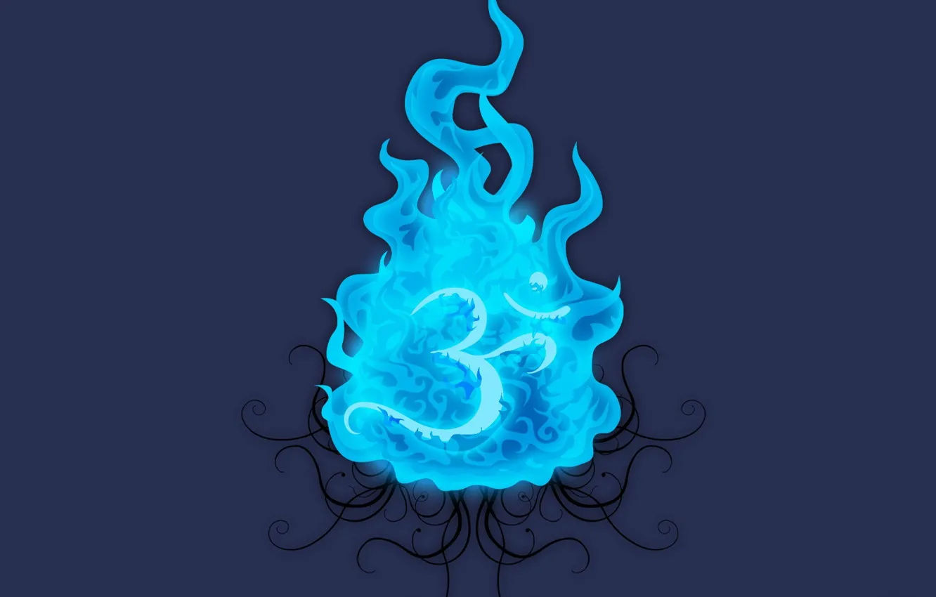 Фото обои синий, огонь, вектор