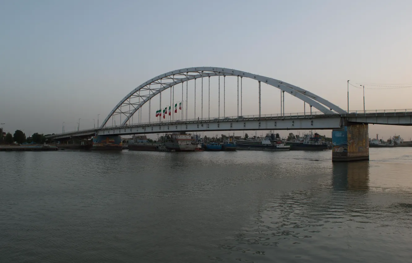 Фото обои bridge, khorramshahr, B&w