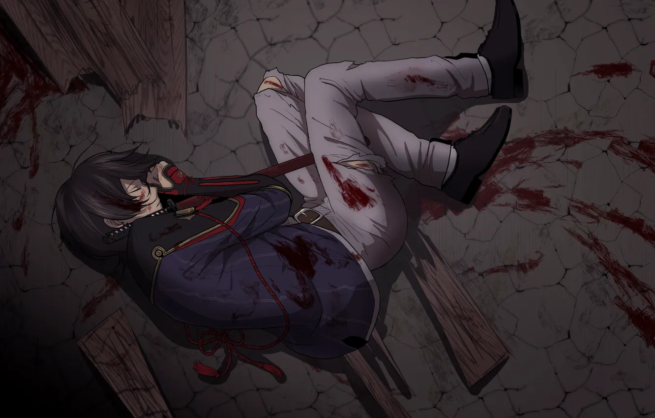 Фото обои кровь, арт, парень, Touken Ranbu, Танец мечей