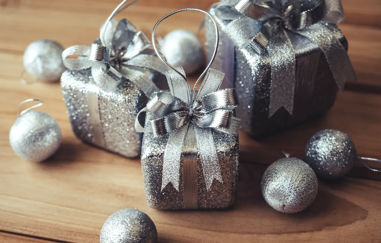 Фото обои украшения, шары, Новый Год, Рождество, подарки, Christmas, balls, wood