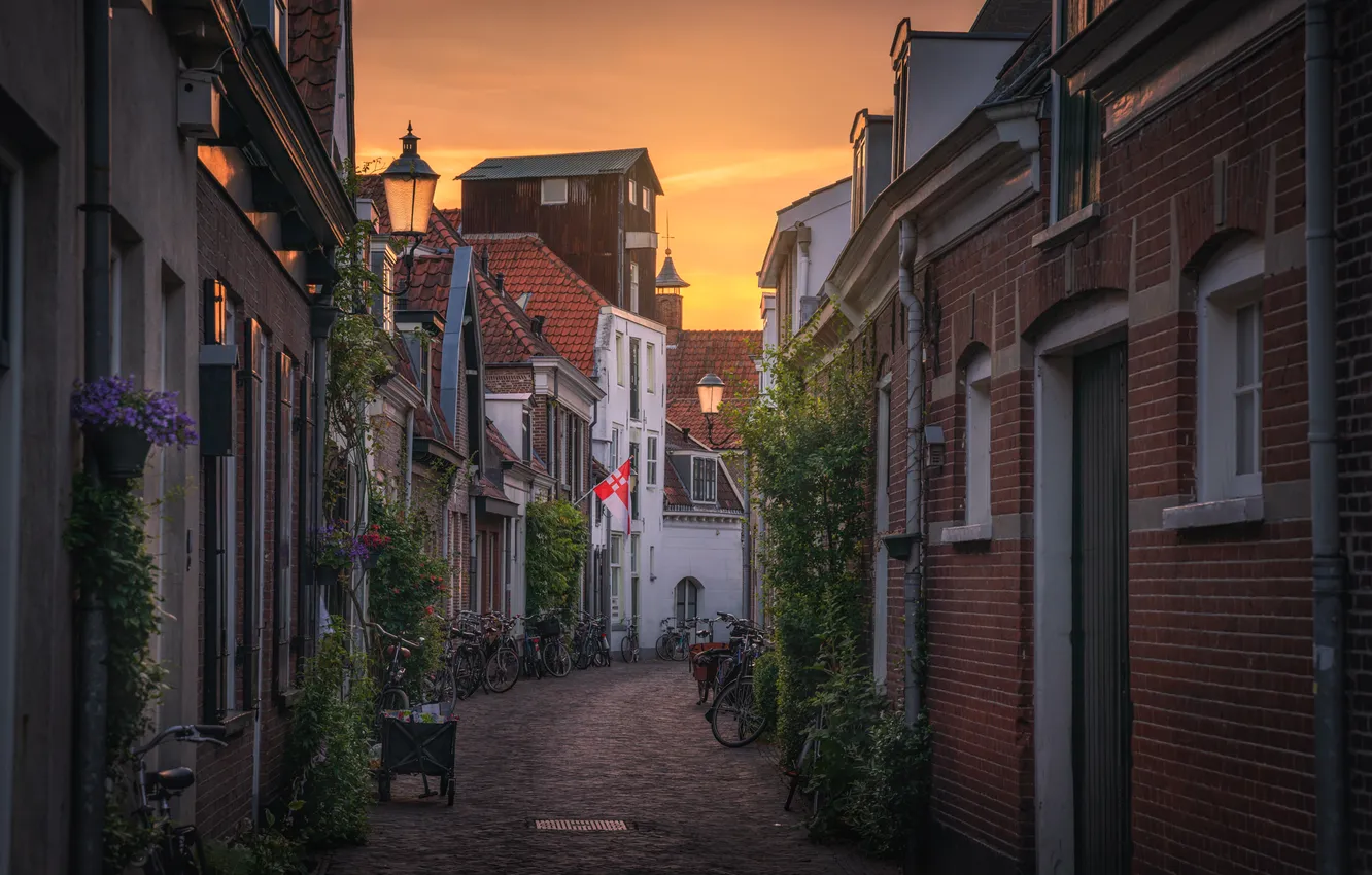 Фото обои здания, дома, Нидерланды, улочка, Netherlands, Амерсфорт, Amersfoort